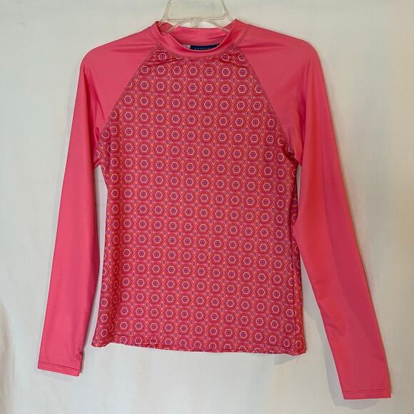 Cabana Life Women's Pink Tile Rashguard Swim Shirt Size S Swim Summer - Picture 1 of 6